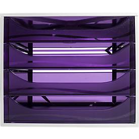 Exacompta ECOBOX Schubladenbox 4 Schübe Violett, A4/A4+, offene Front, leise, Sicherheitsstopp