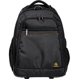 Exacompta Exactive® Businessrucksack mit Rollen, 18 l, für Laptops bis 15,6″, TSA-Schloss, Trolleygriff, RPET, Handgepäckformat, schwarz