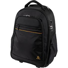 Exacompta Exactive® Businessrucksack mit Rollen, 18 l, für Laptops bis 15,6″, TSA-Schloss, Trolleygriff, RPET, Handgepäckformat, schwarz