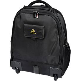 Exacompta Exactive® Businessrucksack mit Rollen, 18 l, für Laptops bis 15,6″, TSA-Schloss, Trolleygriff, RPET, Handgepäckformat, schwarz