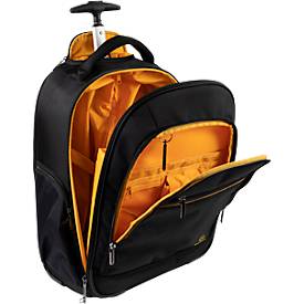 Exacompta Exactive® Businessrucksack mit Rollen, 18 l, für Laptops bis 15,6″, TSA-Schloss, Trolleygriff, RPET, Handgepäckformat, schwarz