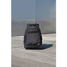Exacompta Exactive® Businessrucksack mit Rollen, 18 l, für Laptops bis 15,6″, TSA-Schloss, Trolleygriff, RPET, Handgepäckformat, schwarz