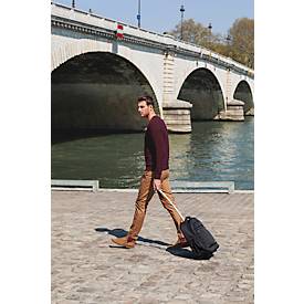 Exacompta Exactive® Businessrucksack mit Rollen, 18 l, für Laptops bis 15,6″, TSA-Schloss, Trolleygriff, RPET, Handgepäckformat, schwarz