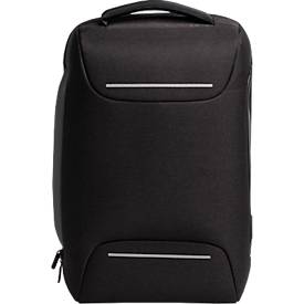 Exacompta Exactive® Laptop-Schalenrucksack, 16 l, RPET, für Laptops bis 16″, USB-Anschluss, diebstahlsicher, wasserdicht, reflektierend, schwarz