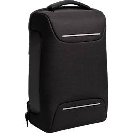 Exacompta Exactive® Laptop-Schalenrucksack, 16 l, RPET, für Laptops bis 16″, USB-Anschluss, diebstahlsicher, wasserdicht, reflektierend, schwarz