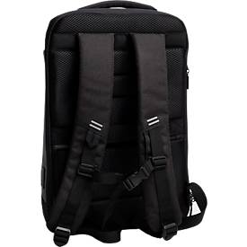 Exacompta Exactive® Laptop-Schalenrucksack, 16 l, RPET, für Laptops bis 16″, USB-Anschluss, diebstahlsicher, wasserdicht, reflektierend, schwarz