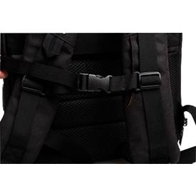 Exacompta Exactive® Laptop-Schalenrucksack, 16 l, RPET, für Laptops bis 16″, USB-Anschluss, diebstahlsicher, wasserdicht, reflektierend, schwarz