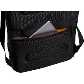 Exacompta Exactive® Laptop-Schalenrucksack, 16 l, RPET, für Laptops bis 16″, USB-Anschluss, diebstahlsicher, wasserdicht, reflektierend, schwarz
