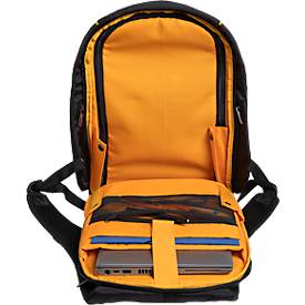 Exacompta Exactive® Notebook-Rucksack, für Laptops bis 15″, Nylon, mit Trolley-Schlaufe & Organizerfächern, B 290 x H 450 x T 160 mm, schwarz