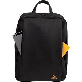 Exacompta Exactive® Smart Laptoprucksack, für Laptops bis 14″, wasserdichte Außentasche, Trolley-Schlaufe, B 320 x H 410 x T 150 mm, schwarz