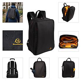 Exacompta Exactive® Smart Laptoprucksack, für Laptops bis 14″, wasserdichte Außentasche, Trolley-Schlaufe, B 320 x H 410 x T 150 mm, schwarz