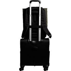 Exacompta Exactive® Young Laptoprucksack, 15,6″, 2 Fächer, wasserabweisendes PU, gepolstert, mit Trolley-Schlaufe & Flaschentasche, RPET, khaki