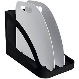 Exacompta Flex Box Office Schwarz/Grau, mobile Aufbewahrungsbox 3 Fächer für Laptop/Ordner, Griff, Blauer Engel, 25 Jahre