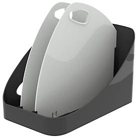 Exacompta Flex Box Office Schwarz/Grau, mobile Aufbewahrungsbox 3 Fächer für Laptop/Ordner, Griff, Blauer Engel, 25 Jahre