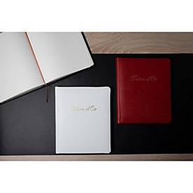 Exacompta Gästebuch Alpillez Rot, Echtleder 26x22 cm, 70 Blatt blanko, Vergé 110 g/m², Goldschnitt, Geschenkbox