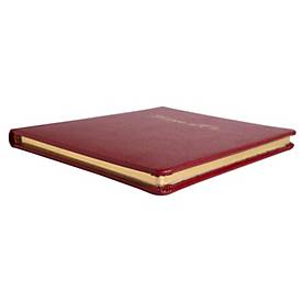 Exacompta Gästebuch Alpillez Rot, Echtleder 26x22 cm, 70 Blatt blanko, Vergé 110 g/m², Goldschnitt, Geschenkbox