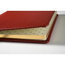 Exacompta Gästebuch Alpillez Rot, Echtleder 26x22 cm, 70 Blatt blanko, Vergé 110 g/m², Goldschnitt, Geschenkbox