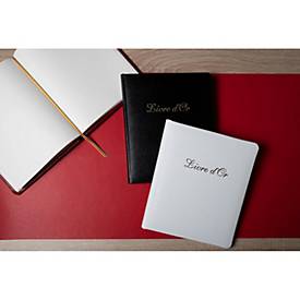 Exacompta Gästebuch Alpillez Schwarz, Echtleder 26x22 cm, 70 Blatt blanko, Vergé 110 g/m², Goldschnitt, Geschenkbox