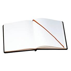 Exacompta Gästebuch Alpillez Schwarz, Echtleder 26x22 cm, 70 Blatt blanko, Vergé 110 g/m², Goldschnitt, Geschenkbox