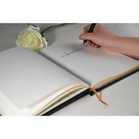 Exacompta Gästebuch Alpillez Schwarz, Echtleder 26x22 cm, 70 Blatt blanko, Vergé 110 g/m², Goldschnitt, Geschenkbox