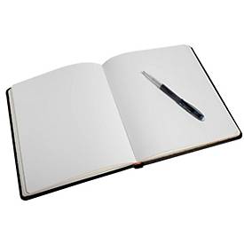 Exacompta Gästebuch Alpillez Schwarz, Echtleder 26x22 cm, 70 Blatt blanko, Vergé 110 g/m², Goldschnitt, Geschenkbox
