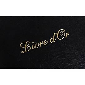 Exacompta Gästebuch Alpillez Schwarz, Echtleder 26x22 cm, 70 Blatt blanko, Vergé 110 g/m², Goldschnitt, Geschenkbox