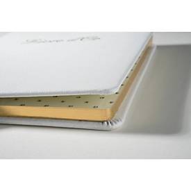 Exacompta Gästebuch Alpillez Weiß, Echtleder 26x22 cm, 70 Blatt blanko, Vergé 110 g/m², Goldschnitt, Geschenkbox