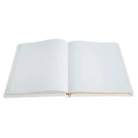 Exacompta Gästebuch Alpillez Weiß, Echtleder 26x22 cm, 70 Blatt blanko, Vergé 110 g/m², Goldschnitt, Geschenkbox