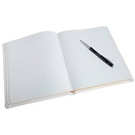 Exacompta Gästebuch Alpillez Weiß, Echtleder 26x22 cm, 70 Blatt blanko, Vergé 110 g/m², Goldschnitt, Geschenkbox