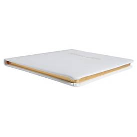 Exacompta Gästebuch Alpillez Weiß, Echtleder 26x22 cm, 70 Blatt blanko, Vergé 110 g/m², Goldschnitt, Geschenkbox
