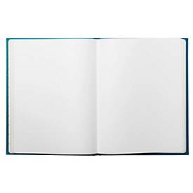 Exacompta Gästebuch Néo Déco Bleu de France 220x270 mm, 100 Seiten Clairefontaine, Goldschnitt, transparente Box Fragen Erklären