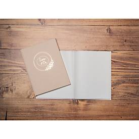 Exacompta Gästebuch Ringflower Latte 220x270 mm, 100 Seiten Clairefontaine, Goldschnitt, transparente Box, Hochzeit