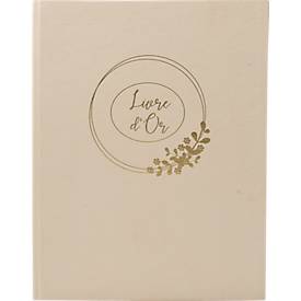 Exacompta Gästebuch Ringflower Latte 220x270 mm, 100 Seiten Clairefontaine, Goldschnitt, transparente Box, Hochzeit