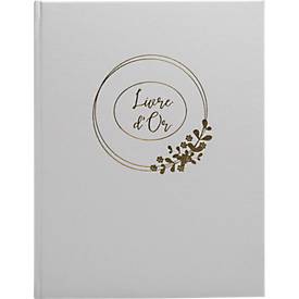 Exacompta Gästebuch Ringflower Weiß 220x270 mm, 100 Seiten Clairefontaine, Goldschnitt, transparente Box, Hochzeit