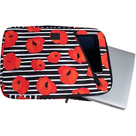 Exacompta Laptophülle Sleeve 15–16 Zoll Mohnblume, gepolstert mit Eckschutz, versenkbarer Griff, 58% recycelt