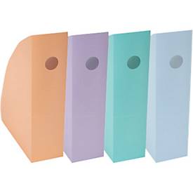 Exacompta Mag-Cube Stehsammler 4er-Set A4+ Aquarel sortiert, hohe Ablagekapazität, Griffloch, 25 Jahre Garantie