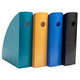 Exacompta Mag-Cube Stehsammler 4er-Set A4+ Neo Deco sortiert, hohe Ablagekapazität, Griffloch, 25 Jahre Garantie
