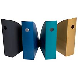 Exacompta Mag-Cube Stehsammler 4er-Set A4+ Neo Deco sortiert, hohe Ablagekapazität, Griffloch, 25 Jahre Garantie