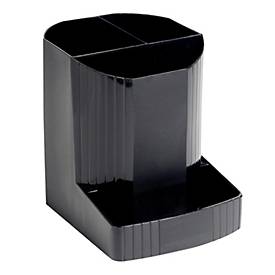 Exacompta Mini Octo Stifteköcher EcoBlack-Schwarz, 3 Fächer für Stifte & Smartphone, Blauer Engel, 5 Jahre Garantie