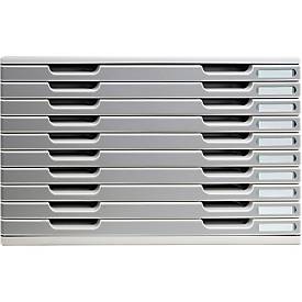 Exacompta MODULO A3 Schubladenbox 10 Laden Steingrau, für A4–A3+, staubgeschützt, leise mit Sicherheitsstopp, stapelbar