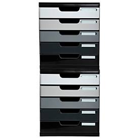 Exacompta MODULO A4 Grauschattierungen, 5 Schubladen geschlossen A4/A4+, staubgeschützt, leise, Sicherheitsstopp