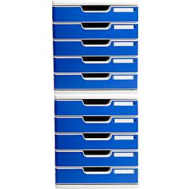 Exacompta MODULO A4 Office Blau, Schubladenbox 5 Schubladen geschlossen A4/A4+, leise, Sicherheitsstopp, stapelbar