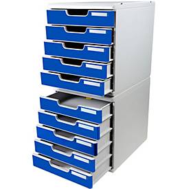 Exacompta MODULO A4 Office Blau, Schubladenbox 5 Schubladen geschlossen A4/A4+, leise, Sicherheitsstopp, stapelbar
