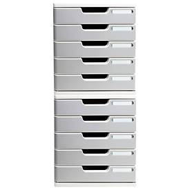 Exacompta MODULO A4 Office Steingrau, Schubladenbox 5 Schubladen geschlossen A4/A4+, leise, Sicherheitsstopp