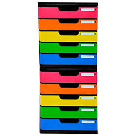 Exacompta MODULO A4 Regenbogen, 5 Schubladen geschlossen A4/A4+, staubgeschützt, leise, Sicherheitsstopp, stapelbar