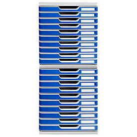 Exacompta MODULO A4 Schubladenbox Office Blau, 10 Schubladen geschlossen A4/A4+, leise, Sicherheitsstopp, stapelbar