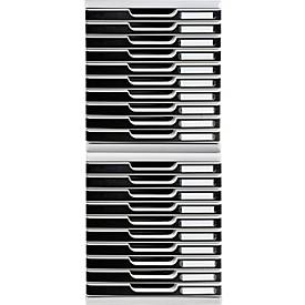 Exacompta MODULO A4 Schubladenbox Office Schwarz, 10 Schubladen geschlossen A4/A4+, leise, Sicherheitsstopp, stapelbar