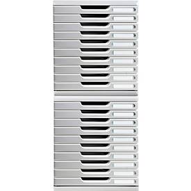 Exacompta MODULO A4 Schubladenbox Office Steingrau, 10 Schubladen geschlossen A4/A4+, leise, Sicherheitsstopp