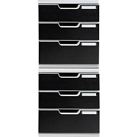 Exacompta MODULO A4 Schubladenbox Schwarz, 3 Schubladen geschlossen A4/A4+, staubgeschützt, leise, Sicherheitsstopp