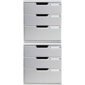 Exacompta MODULO A4 Schubladenbox Steingrau, 3 Schubladen geschlossen A4/A4+, staubgeschützt, leise, Sicherheitsstopp